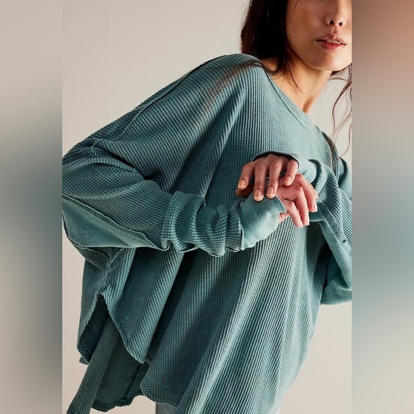 FREE PEOPLE Microphone Drop Thermal - Silver Pine Sz S - Picture 4 of 8